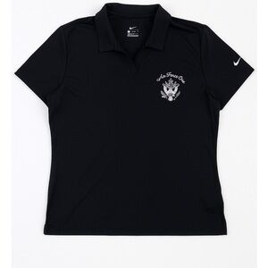 Nike Womens Air Force One Polo Shirt Black Large Golf Embroidered Logo